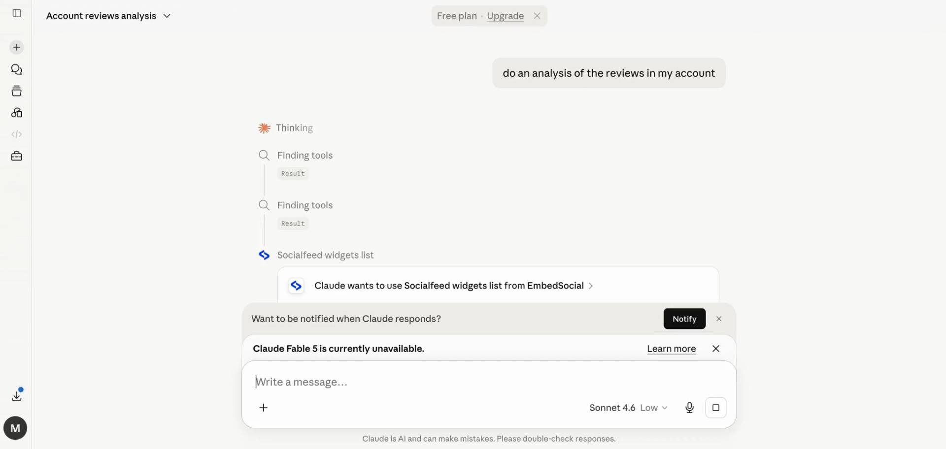 Verifying the connection through a chat request.