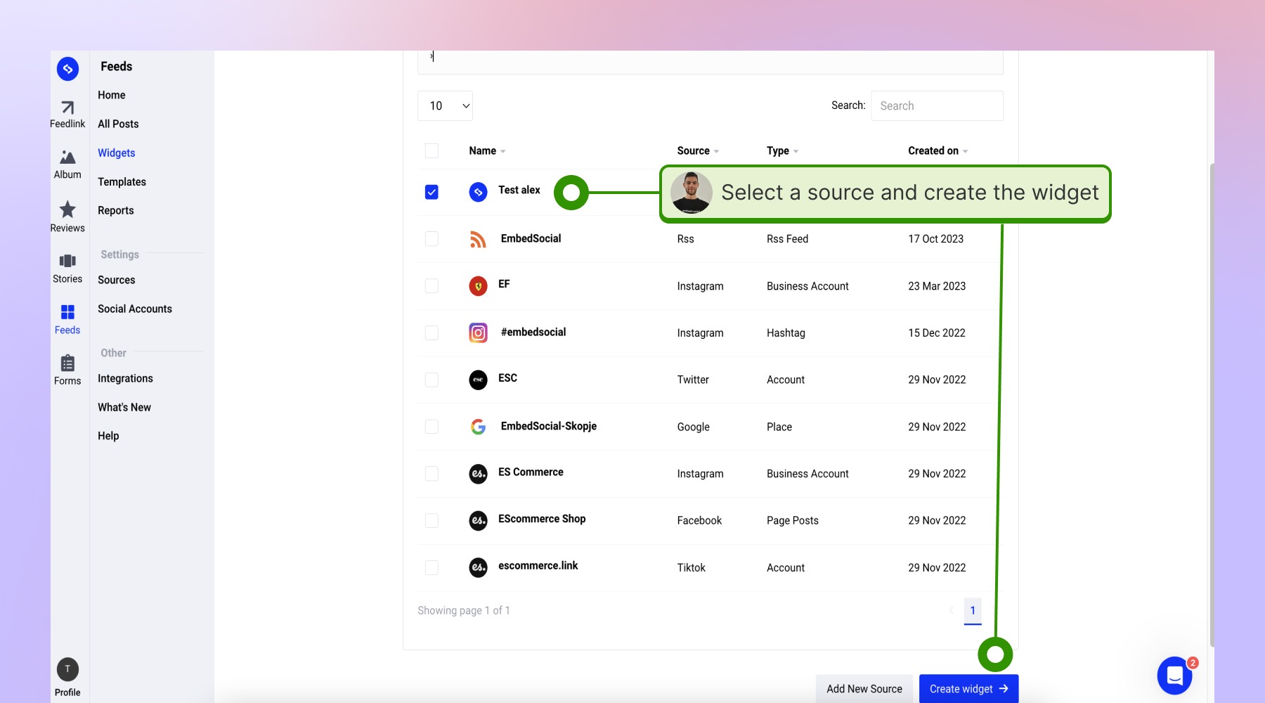Creating the widget