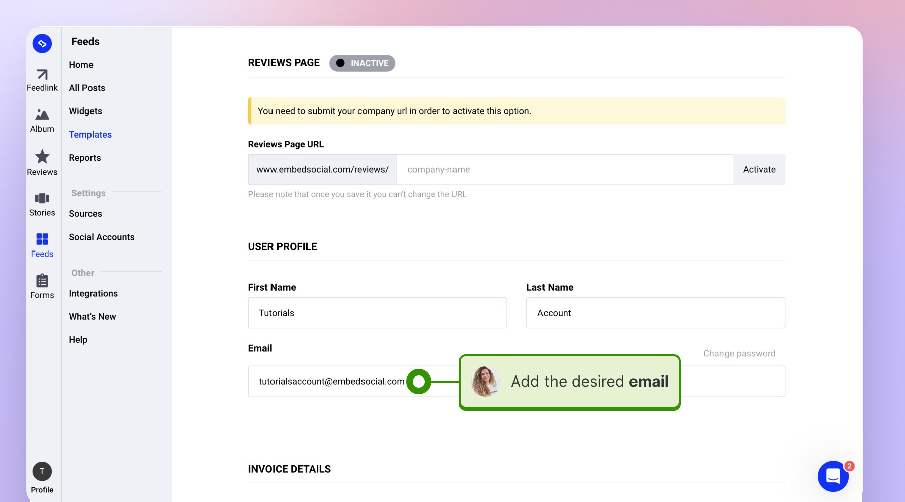 Adding the desired email