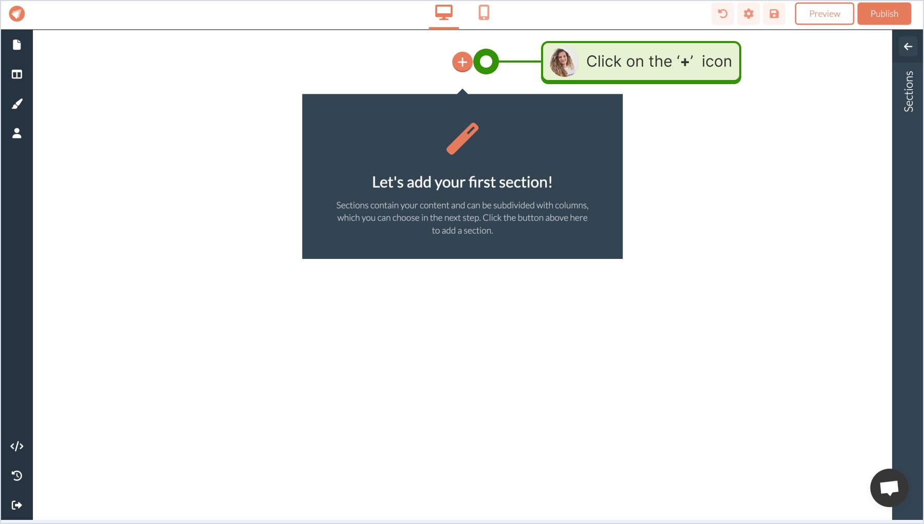 Clicking the + sign