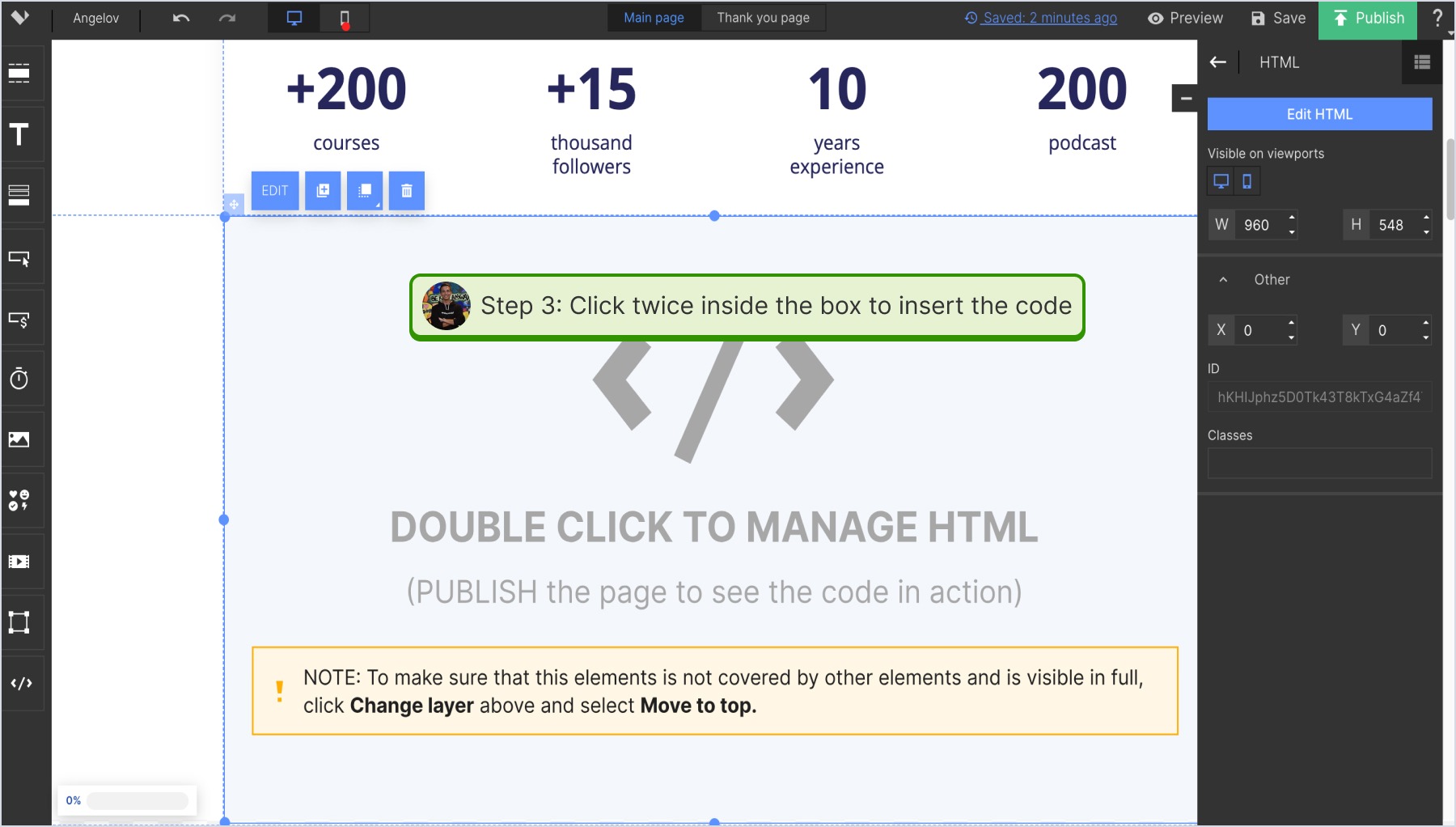 Clicking twice on the HTML box