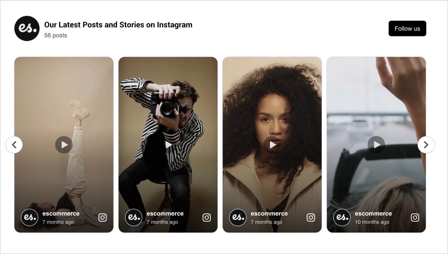 Instagram widget on Bubble website