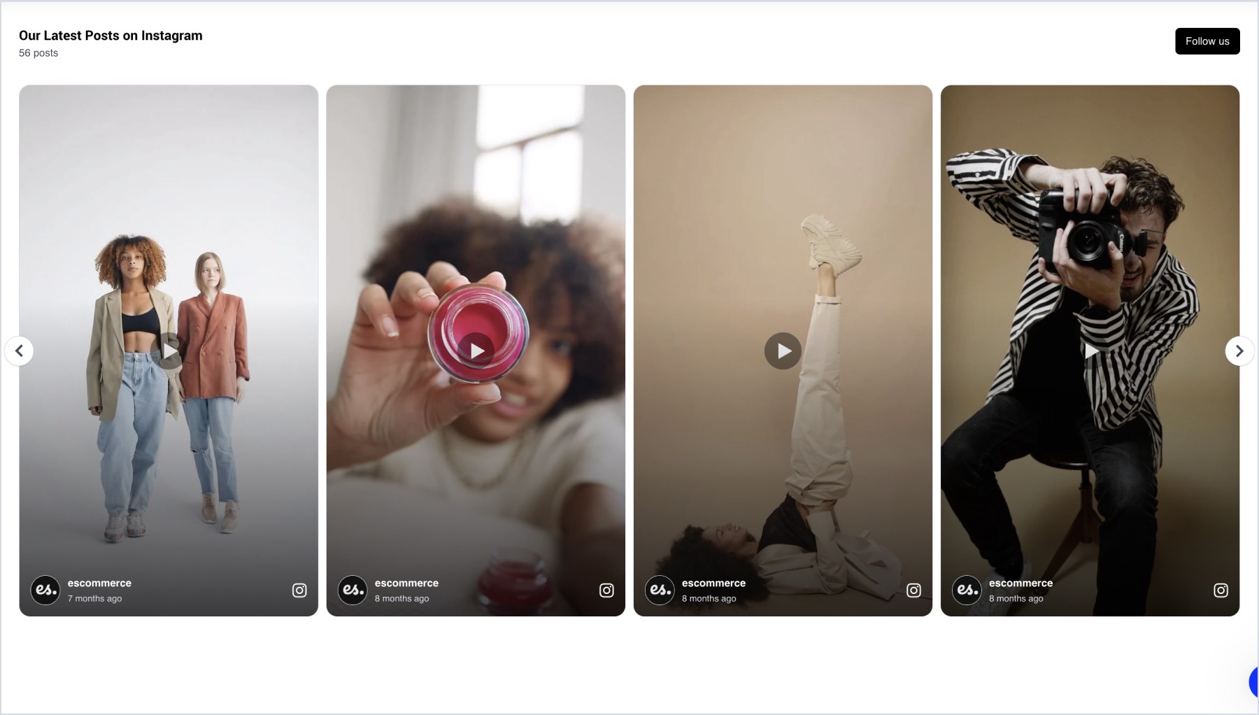 Instagram widget embedded in Brizy