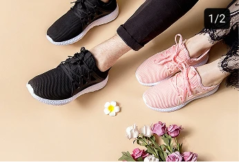 Sneakers flat-lay styled with flowers